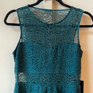 Express Emerald Green Lace Sleeveless Dress